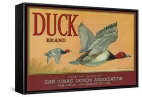 Duck Lemon Label - San Dimas, CA-Lantern Press-Framed Stretched Canvas