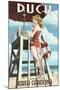 Duck, North Carolina - Lifeguard Pinup-Lantern Press-Mounted Art Print