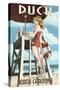 Duck, North Carolina - Lifeguard Pinup-Lantern Press-Stretched Canvas