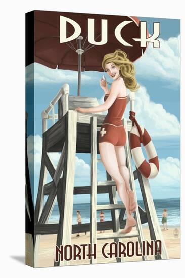 Duck, North Carolina - Lifeguard Pinup-Lantern Press-Stretched Canvas