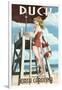 Duck, North Carolina - Lifeguard Pinup-Lantern Press-Framed Art Print