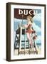 Duck, North Carolina - Lifeguard Pinup-Lantern Press-Framed Art Print