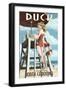 Duck, North Carolina - Lifeguard Pinup-Lantern Press-Framed Art Print