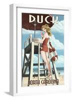 Duck, North Carolina - Lifeguard Pinup-Lantern Press-Framed Art Print