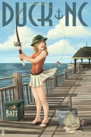 Duck, North Carolina - Pinup Girl Fishing