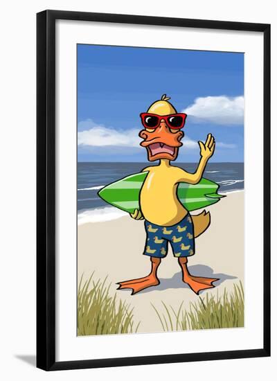 Duck on Beach-Lantern Press-Framed Art Print