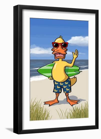 Duck on Beach-Lantern Press-Framed Art Print