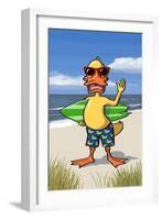 Duck on Beach-Lantern Press-Framed Art Print