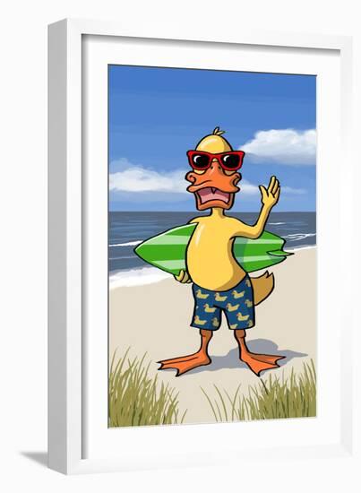 Duck on Beach-Lantern Press-Framed Art Print