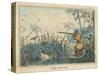 Duck, Two Men and Their Dogs Shoot Duck from the Banks of a Lake-Henry Thomas Alken-Stretched Canvas