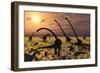 Duckbill Dinosaurs and Large Sauropods Share a Feeding Ground-null-Framed Premium Giclee Print