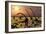 Duckbill Dinosaurs and Large Sauropods Share a Feeding Ground-null-Framed Premium Giclee Print