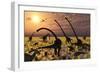 Duckbill Dinosaurs and Large Sauropods Share a Feeding Ground-null-Framed Premium Giclee Print