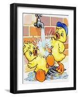 Ducklings Discover How to Use a Tap-null-Framed Giclee Print