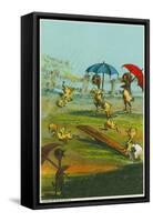 Ducklings in the Rain-null-Framed Stretched Canvas