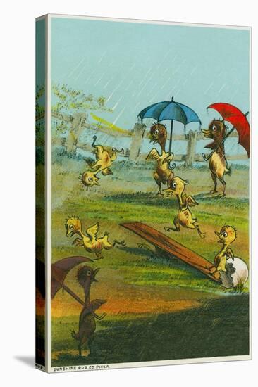 Ducklings in the Rain-null-Stretched Canvas
