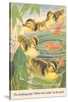 Ducklings Play Follow the Leader-null-Stretched Canvas