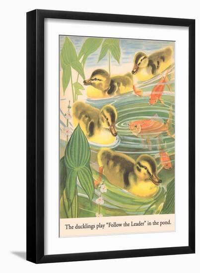 Ducklings Play Follow the Leader-null-Framed Art Print