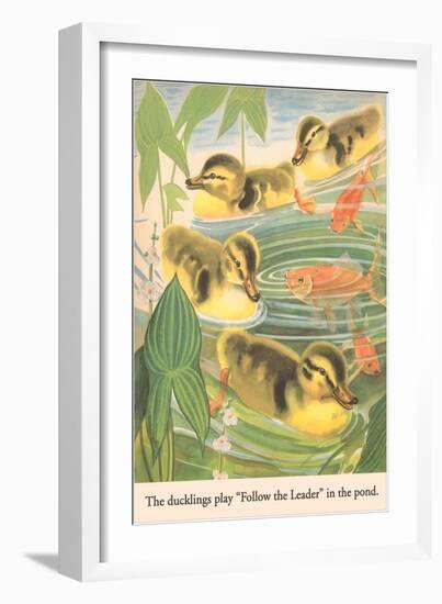 Ducklings Play Follow the Leader-null-Framed Art Print