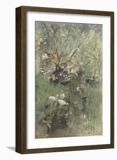 Ducks Among Willows, C. 1880-1900-Willem Maris-Framed Art Print