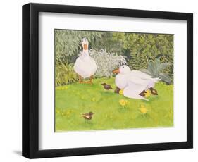 Ducks and Ducklings-Linda Benton-Framed Premium Giclee Print