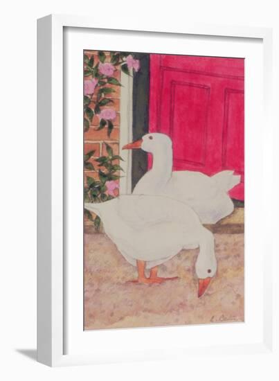 Ducks by the Open Door-Linda Benton-Framed Giclee Print