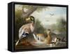 Ducks in a River Landscape-Jakob Bogdani Or Bogdany-Framed Stretched Canvas