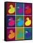 Ducks in Color Blocks-Whoartnow-Framed Stretched Canvas