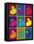 Ducks in Color Blocks-Whoartnow-Framed Stretched Canvas