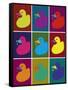 Ducks in Color Blocks-Whoartnow-Framed Stretched Canvas