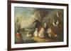 Ducks, Poultry and Doves by a Wall on a River Bank-Marmaduke Cradock-Framed Giclee Print