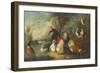 Ducks, Poultry and Doves by a Wall on a River Bank-Marmaduke Cradock-Framed Giclee Print