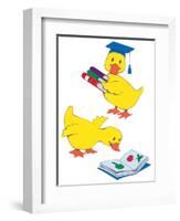 Ducks Reading-Bev Lopez-Framed Art Print