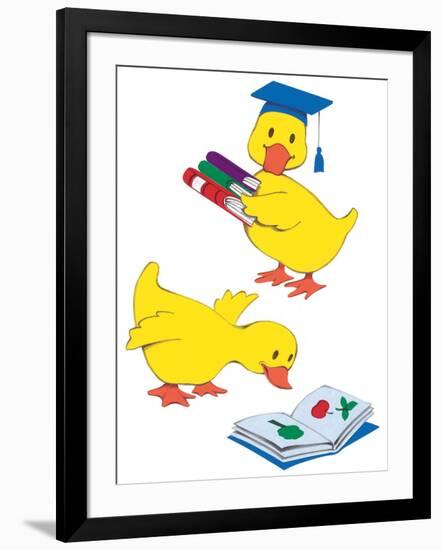 Ducks Reading-Bev Lopez-Framed Art Print