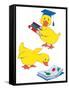 Ducks Reading-Bev Lopez-Framed Stretched Canvas