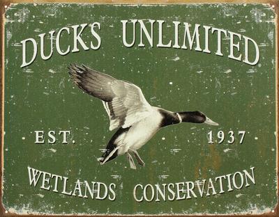 Ducks Unlimited Wetlands Conservation Tin Metal SPONSOR SIGN Garage Classic DU 