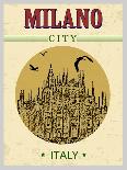 Cathedral of Milano, Italy in Vintage Style Poster, Vector Illustration-ducu59us-Laminated Art Print