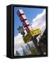 Dude Motel Sign, West Yellowstone, Montana, USA-Nancy & Steve Ross-Framed Stretched Canvas