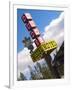 Dude Motel Sign, West Yellowstone, Montana, USA-Nancy & Steve Ross-Framed Photographic Print