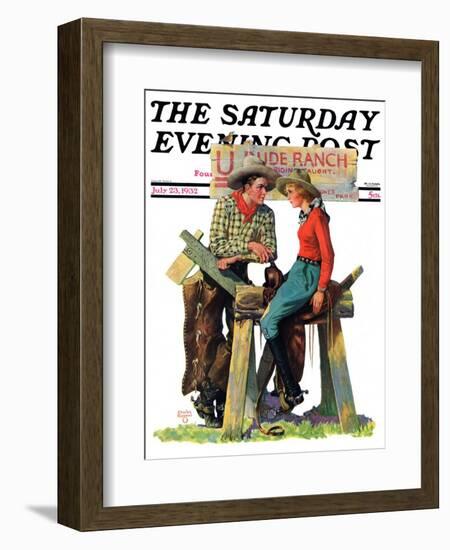 "Dude Ranchers," Saturday Evening Post Cover, July 23, 1932-Charles Hargens-Framed Giclee Print