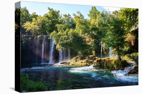 Duden Waterfall Antalya Turkey. Summer Wild Nature. Waterfall Stream. Panoramic View on Duden Water-Dmitry Polonskiy-Stretched Canvas