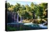 Duden Waterfall Antalya Turkey. Summer Wild Nature. Waterfall Stream. Panoramic View on Duden Water-Dmitry Polonskiy-Stretched Canvas