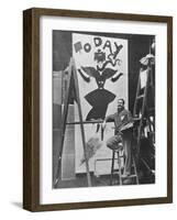 Dudley Hardy Painting a Poster for the Magazine Journal 'Today', C.1890S-English Photographer-Framed Giclee Print