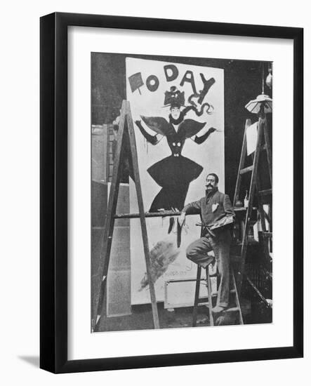 Dudley Hardy Painting a Poster for the Magazine Journal 'Today', C.1890S-English Photographer-Framed Giclee Print