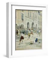 Duel Between Boutteville and Beuvron on Place Royale in Paris at Noon-Maurice Leloir-Framed Art Print