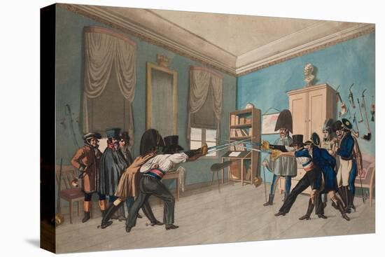 Duel Scene in German Student Quarters or Club, C.1806-1810 (Colour Aquatint)-null-Stretched Canvas