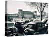 Duesseldorf: Historic Picture of the Rheinterrasse Building with Parking Cars-null-Stretched Canvas