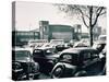 Duesseldorf: Historic Picture of the Rheinterrasse Building with Parking Cars-null-Stretched Canvas