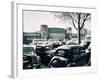 Duesseldorf: Historic Picture of the Rheinterrasse Building with Parking Cars-null-Framed Photographic Print