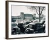 Duesseldorf: Historic Picture of the Rheinterrasse Building with Parking Cars-null-Framed Photographic Print